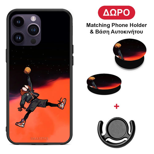 Basketball Hero - iPhone 14 Pro θήκη + Δώρο Phone Holder & Βάση Αυτοκινήτου