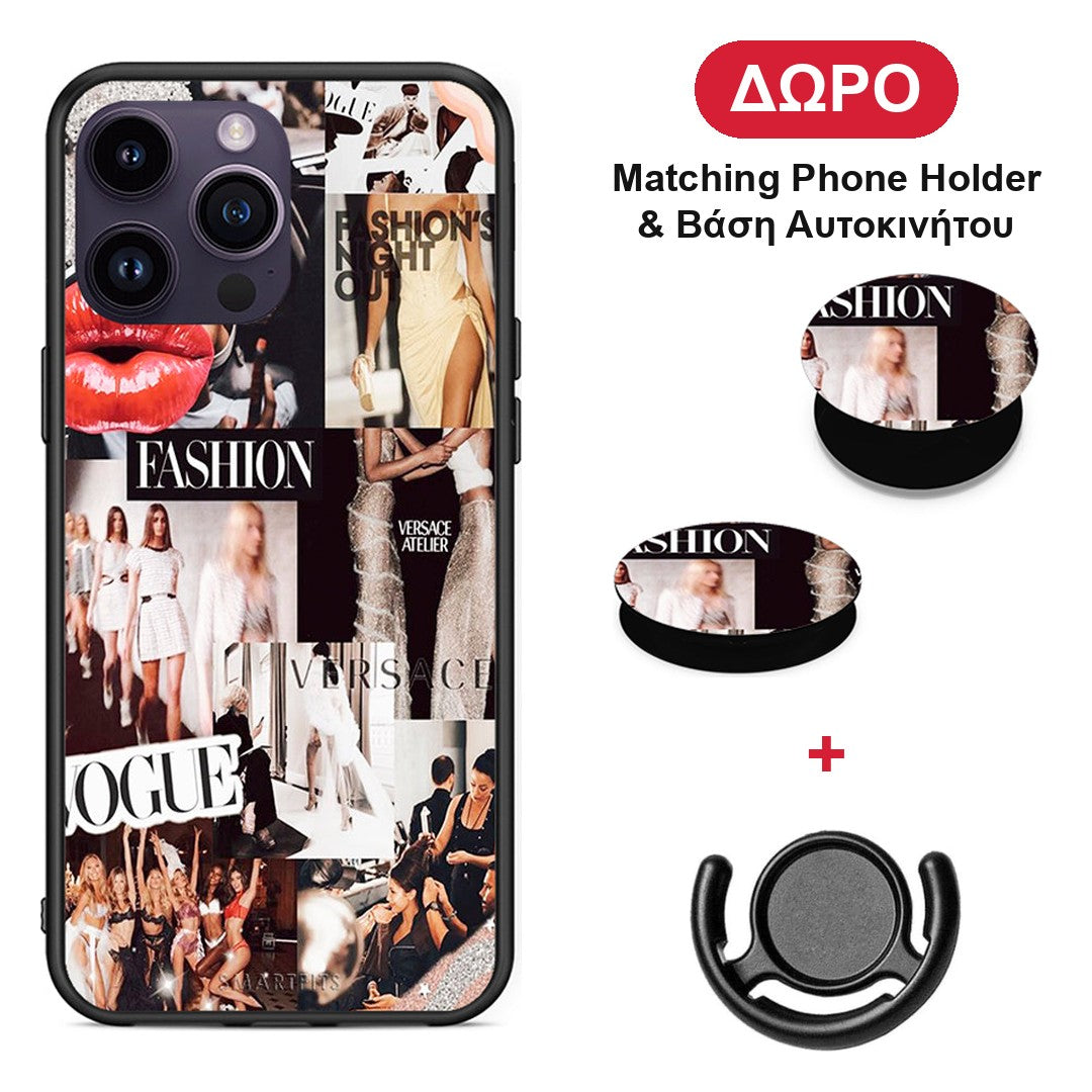 Collage Fashion - iPhone 14 Pro θήκη + Δώρο Phone Holder & Βάση Αυτοκινήτου