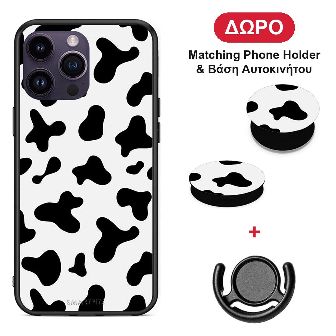 Cow Print - iPhone 14 Pro θήκη + Δώρο Phone Holder & Βάση Αυτοκινήτου