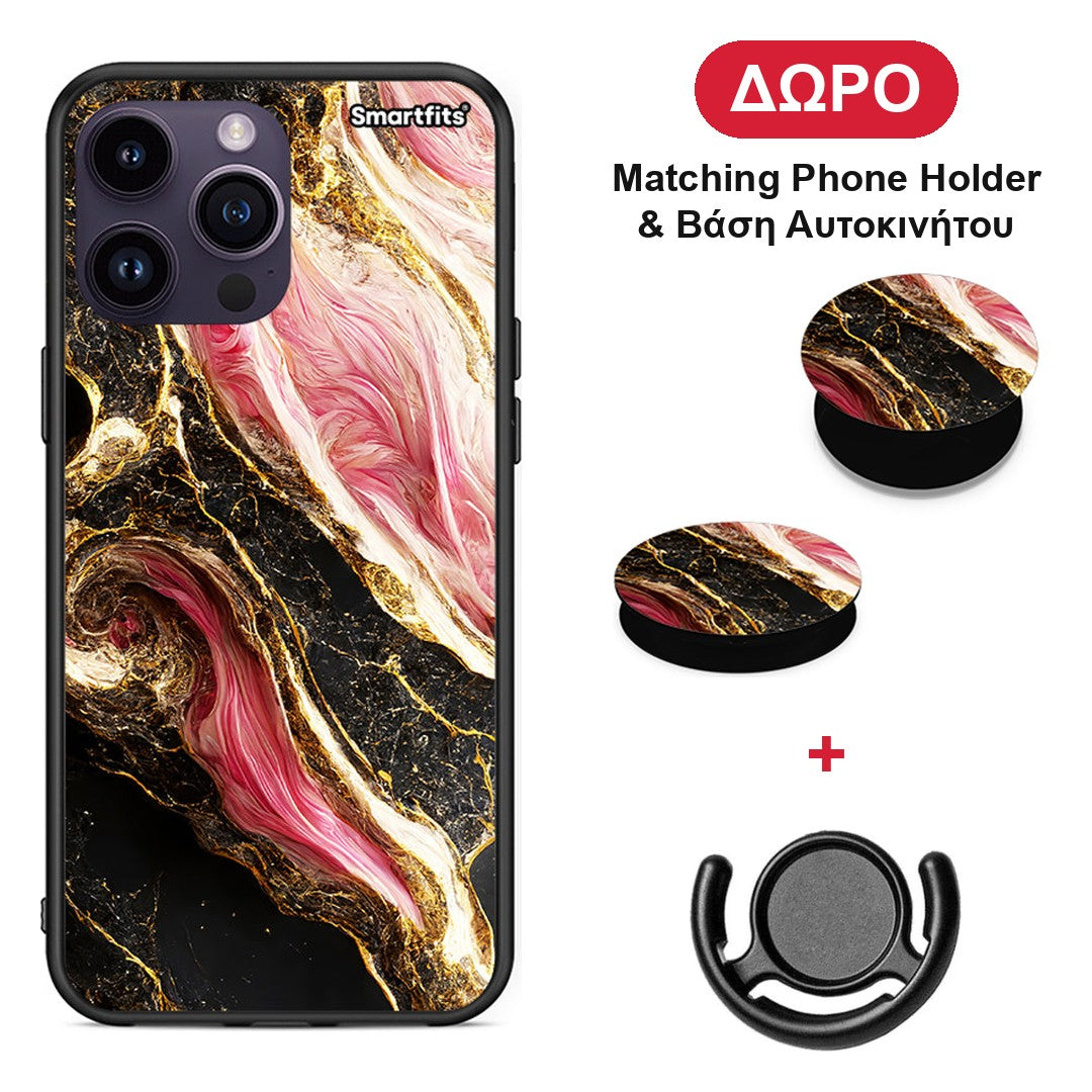 Glamorous Pink Marble - iPhone 14 Pro θήκη + Δώρο Phone Holder & Βάση Αυτοκινήτου