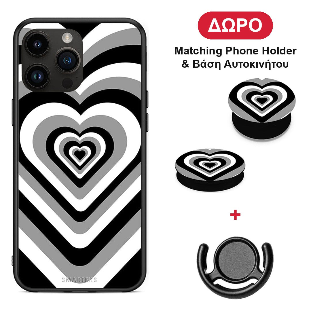 Black Hearts - iPhone 14 Pro Max θήκη + Δώρο Phone Holder & Βάση Αυτοκινήτου