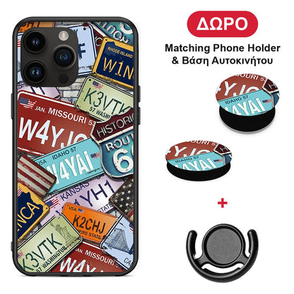 Car Plates - iPhone 14 Pro Max θήκη + Δώρο Phone Holder & Βάση Αυτοκινήτου