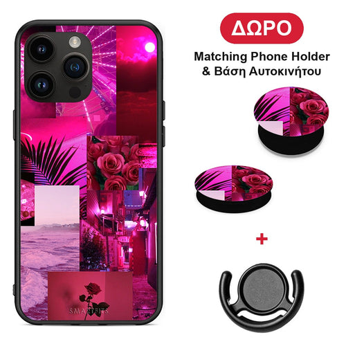 Collage Red Roses - iPhone 14 Pro Max θήκη + Δώρο Phone Holder & Βάση Αυτοκινήτου
