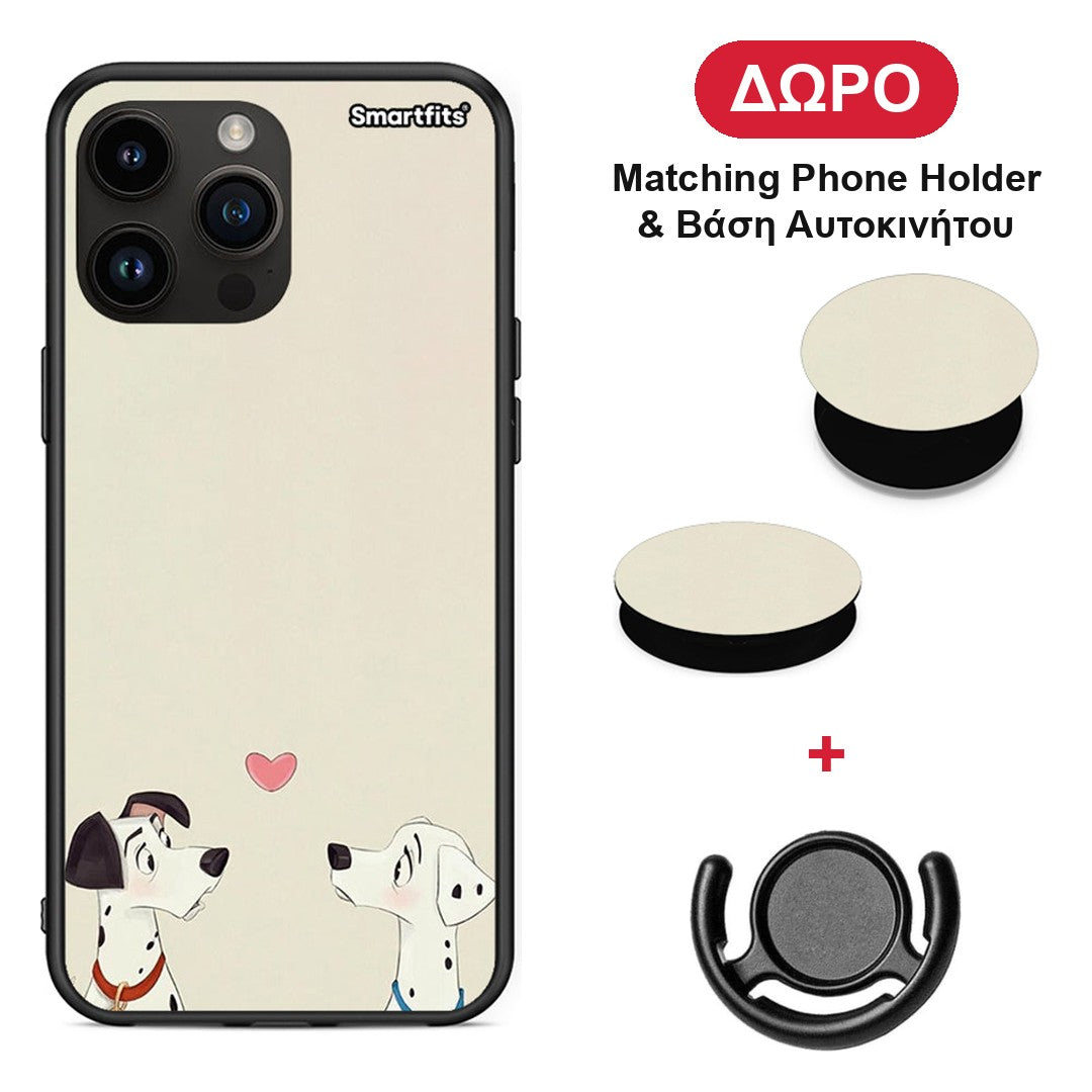 Dalmatians Love - iPhone 14 Pro Max θήκη + Δώρο Phone Holder & Βάση Αυτοκινήτου