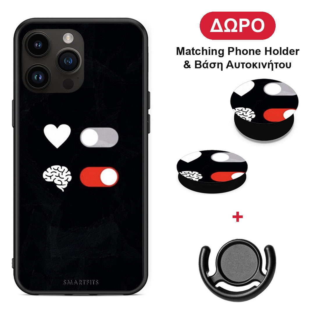 Heart Vs Brain - iPhone 14 Pro Max θήκη + Δώρο Phone Holder & Βάση Αυτοκινήτου
