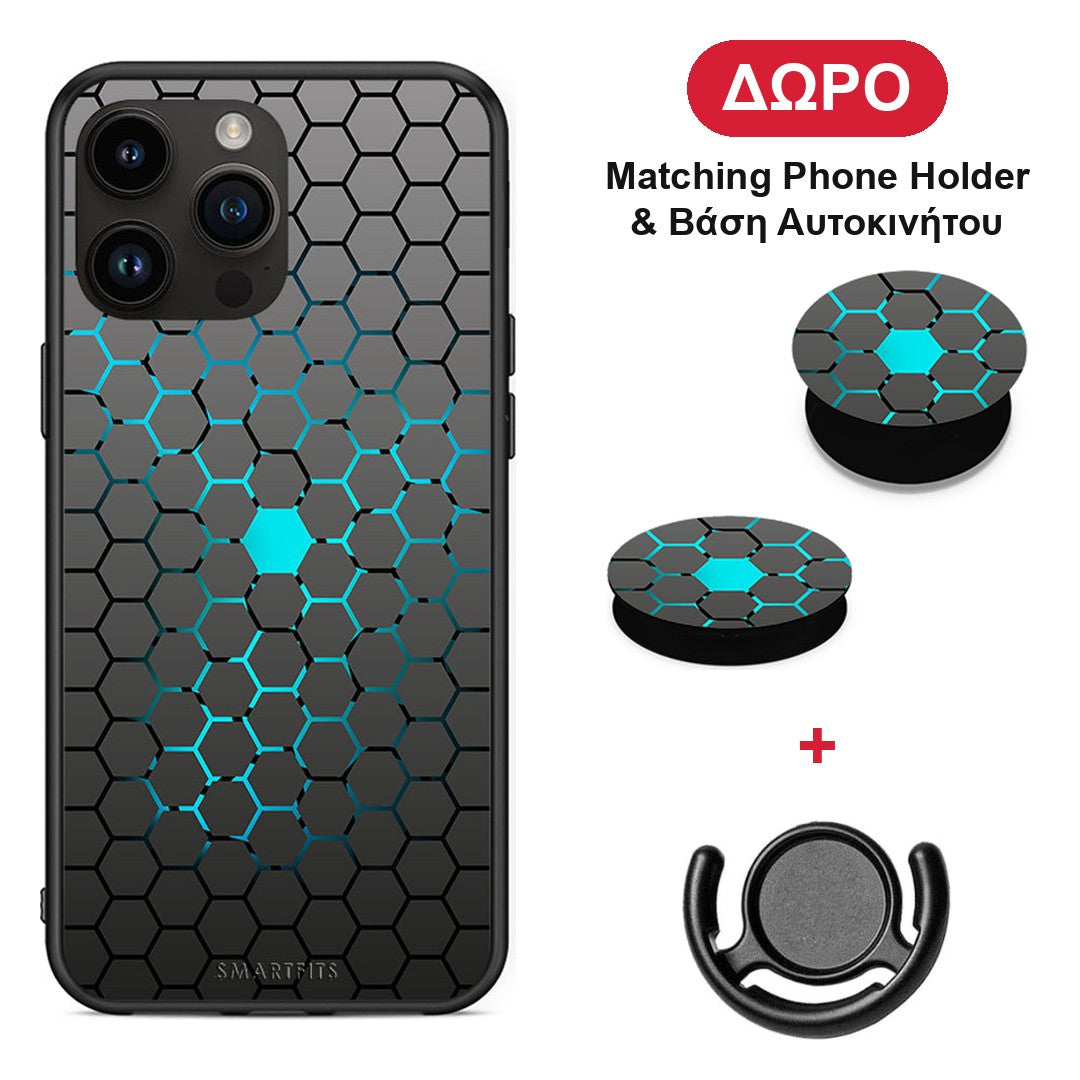 Geometric Hexagonal - iPhone 14 Pro Max θήκη + Δώρο Phone Holder & Βάση Αυτοκινήτου