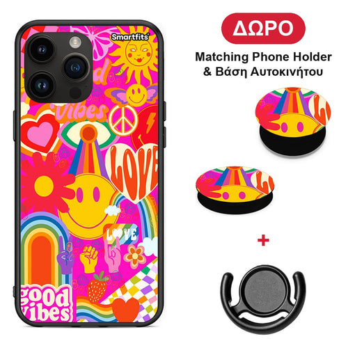 Hippie Love - iPhone 14 Pro Max θήκη + Δώρο Phone Holder & Βάση Αυτοκινήτου