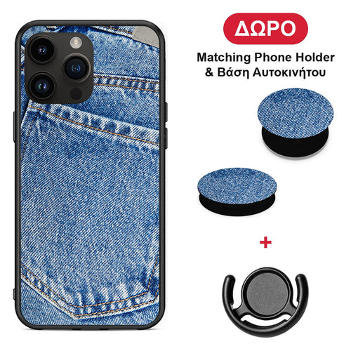 Jeans Pocket - iPhone 14 Pro Max θήκη + Δώρο Phone Holder & Βάση Αυτοκινήτου