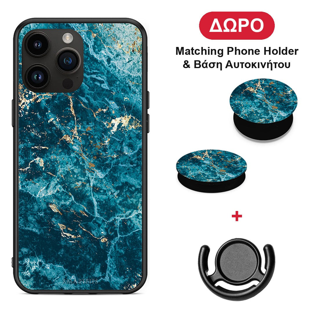 Marble Blue - iPhone 14 Pro Max θήκη + Δώρο Phone Holder & Βάση Αυτοκινήτου