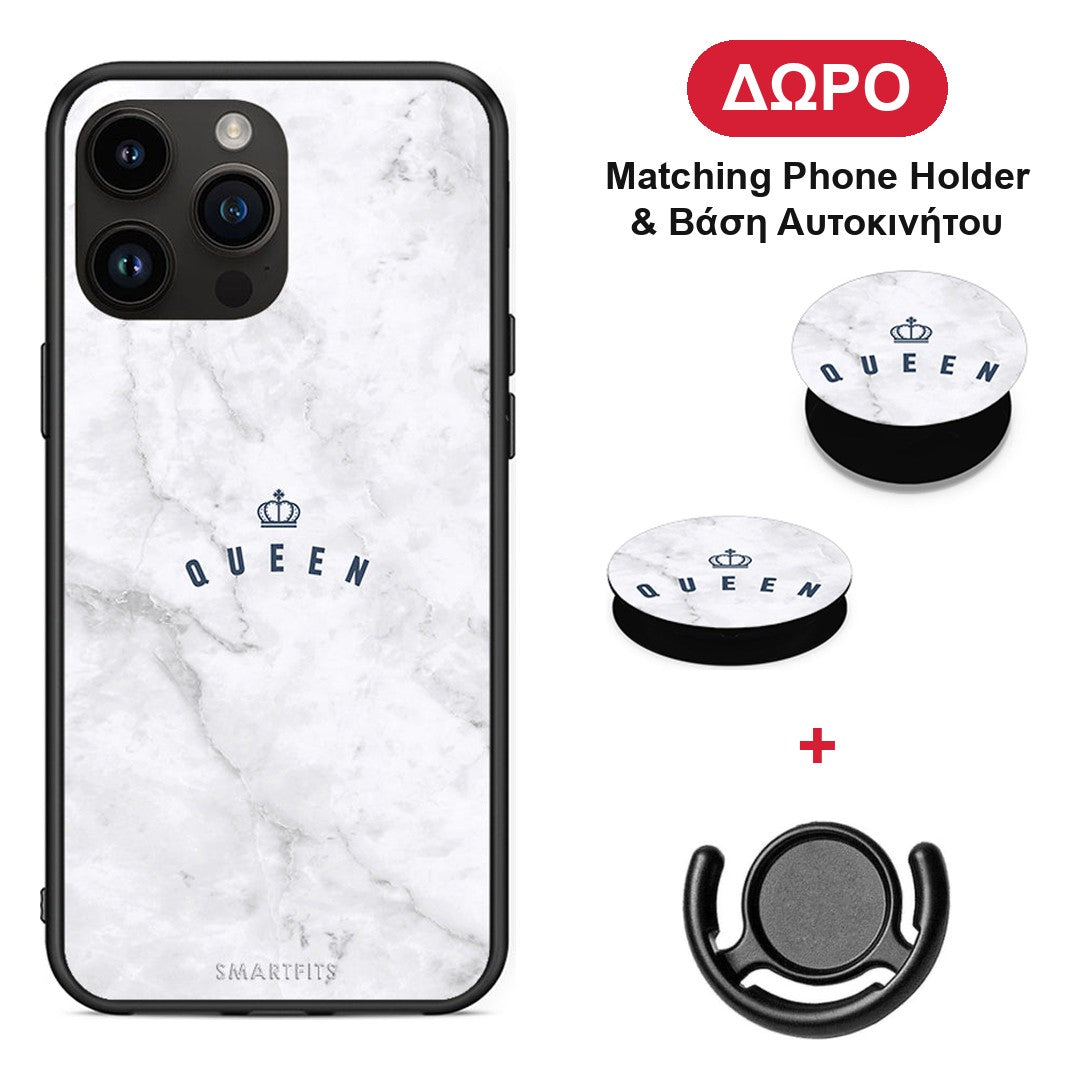 Marble Queen - iPhone 14 Pro Max θήκη + Δώρο Phone Holder & Βάση Αυτοκινήτου