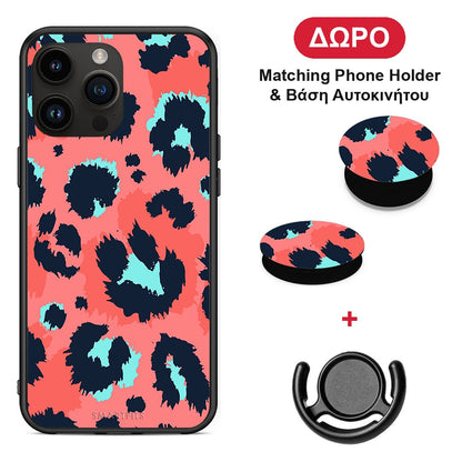 Animal Pink Leopard - iPhone 14 Pro Max θήκη + Δώρο Phone Holder & Βάση Αυτοκινήτου