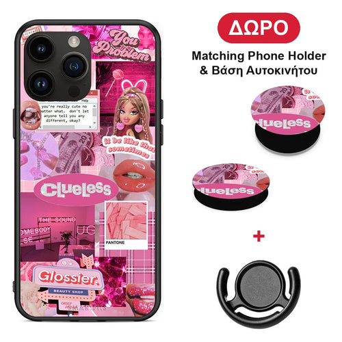 Pink Love - iPhone 14 Pro Max θήκη + Δώρο Phone Holder & Βάση Αυτοκινήτου