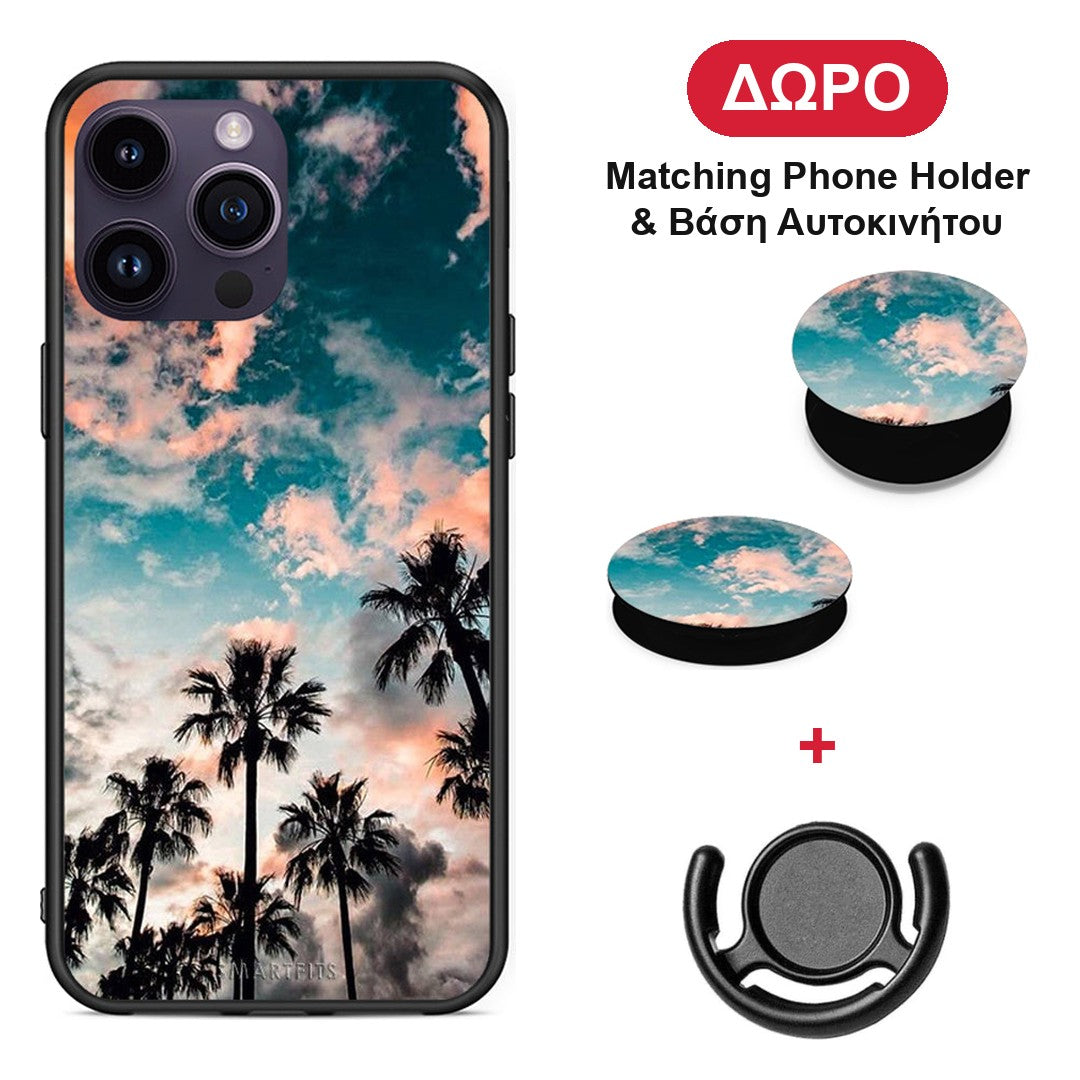 Summer Sky - iPhone 14 Pro θήκη + Δώρο Phone Holder & Βάση Αυτοκινήτου