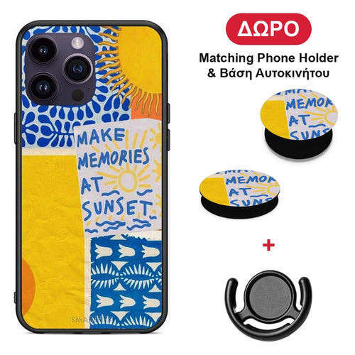 Sunset Memories - iPhone 14 Pro θήκη + Δώρο Phone Holder & Βάση Αυτοκινήτου