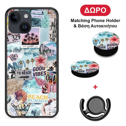 Summer Vibes - iPhone 14 θήκη + Δώρο Phone Holder & Βάση Αυτοκινήτου
