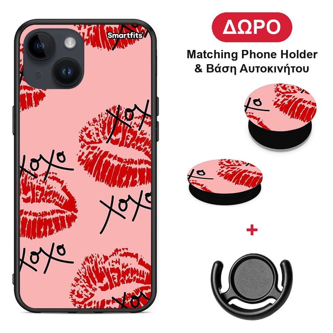 XOXO Lips - iPhone 14 θήκη + Δώρο Phone Holder & Βάση Αυτοκινήτου