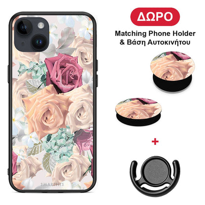 Floral Bouquet - iPhone 15 Plus θήκη + Δώρο Phone Holder & Βάση Αυτοκινήτου