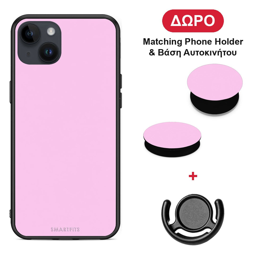 Cotton Candy Pink - iPhone 15 Plus θήκη + Δώρο Phone Holder & Βάση Αυτοκινήτου
