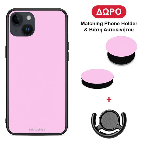 Cotton Candy Pink - iPhone 15 Plus θήκη + Δώρο Phone Holder & Βάση Αυτοκινήτου