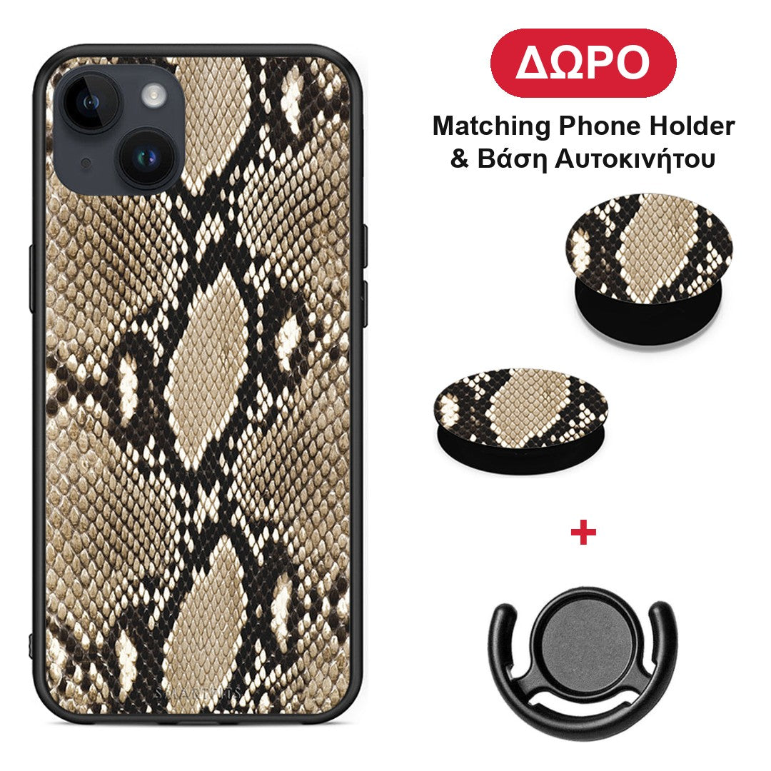 Animal Fashion Snake - iPhone 15 Plus θήκη + Δώρο Phone Holder & Βάση Αυτοκινήτου