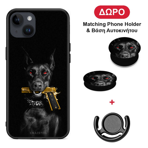 Golden Gun - iPhone 15 Plus θήκη + Δώρο Phone Holder & Βάση Αυτοκινήτου