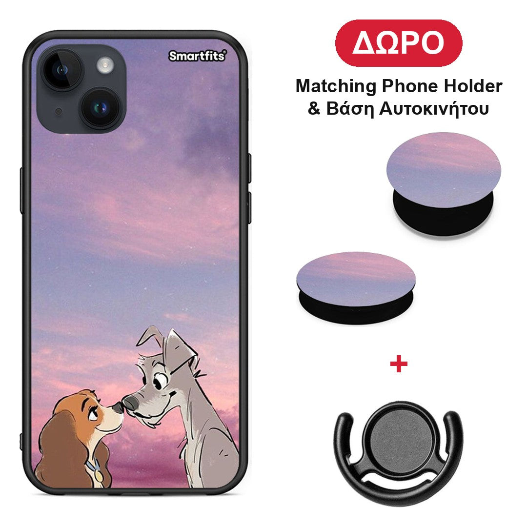Lady And Tramp - iPhone 15 Plus θήκη + Δώρο Phone Holder & Βάση Αυτοκινήτου