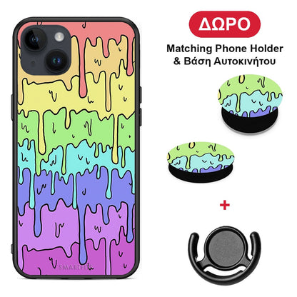 Melting Rainbow - iPhone 15 Plus θήκη + Δώρο Phone Holder & Βάση Αυτοκινήτου