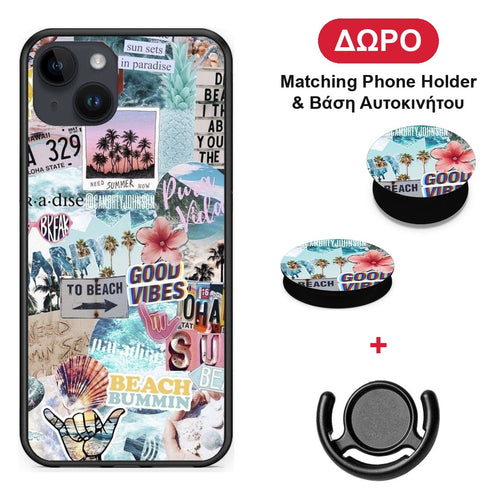 Summer Vibes - iPhone 15 Plus θήκη + Δώρο Phone Holder & Βάση Αυτοκινήτου