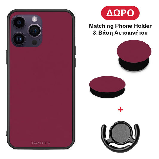 Burgundy - iPhone 15 Pro θήκη + Δώρο Phone Holder & Βάση Αυτοκινήτου