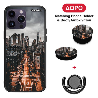City Lights - iPhone 15 Pro θήκη + Δώρο Phone Holder & Βάση Αυτοκινήτου