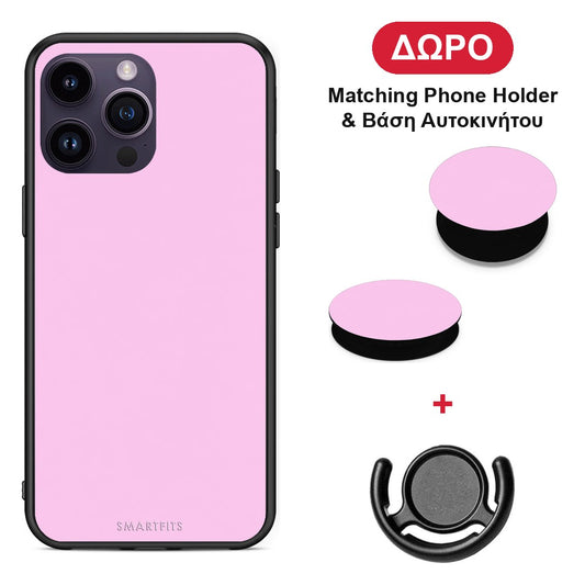 Cotton Candy Pink - iPhone 15 Pro θήκη + Δώρο Phone Holder & Βάση Αυτοκινήτου