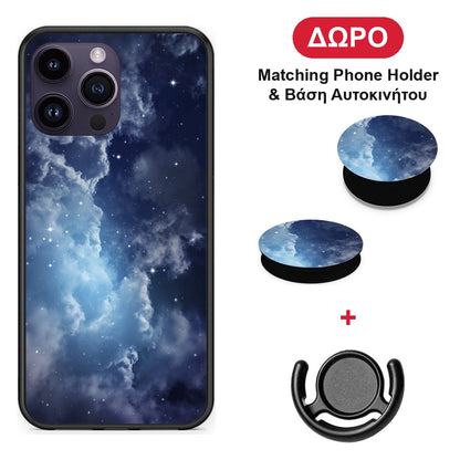 Galactic Blue Sky - iPhone 15 Pro θήκη + Δώρο Phone Holder & Βάση Αυτοκινήτου