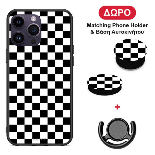 Geometric Squares - iPhone 15 Pro θήκη + Δώρο Phone Holder & Βάση Αυτοκινήτου