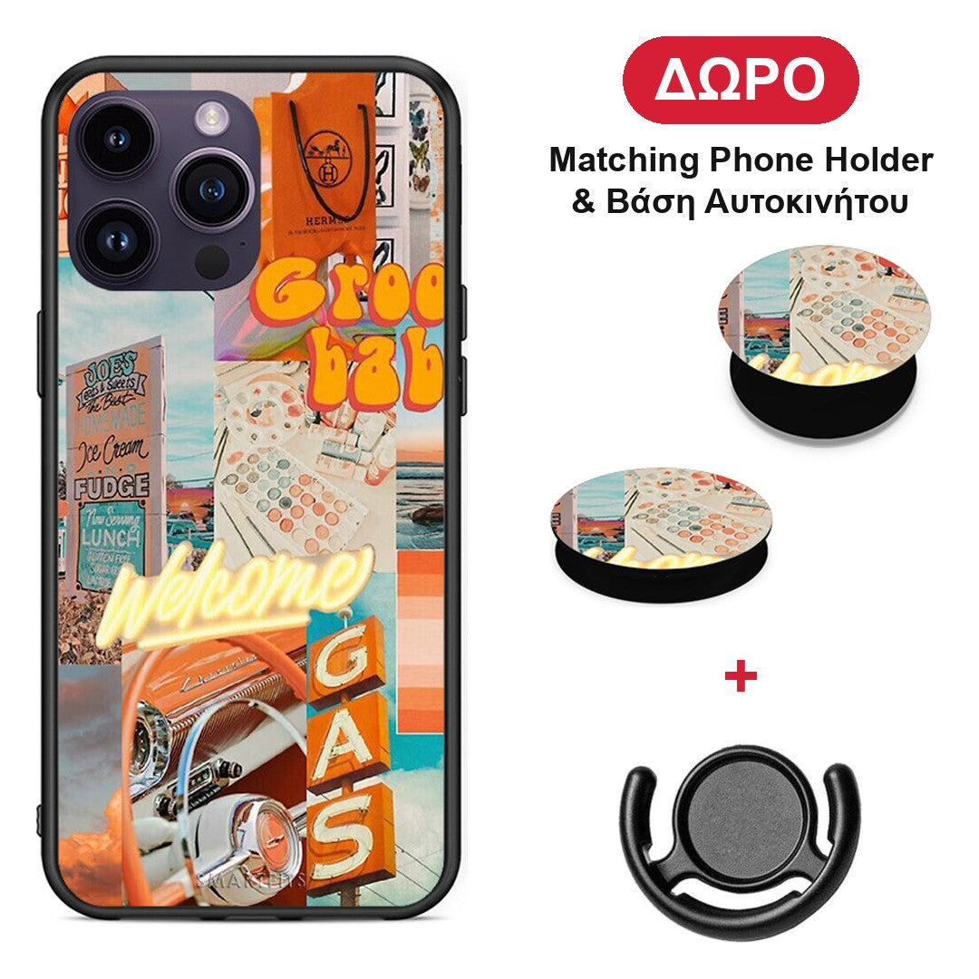 Groovy Babe - iPhone 15 Pro θήκη + Δώρο Phone Holder & Βάση Αυτοκινήτου