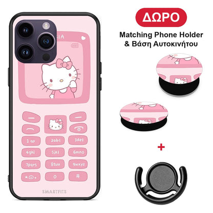 Hello Kitten - iPhone 15 Pro θήκη + Δώρο Phone Holder & Βάση Αυτοκινήτου