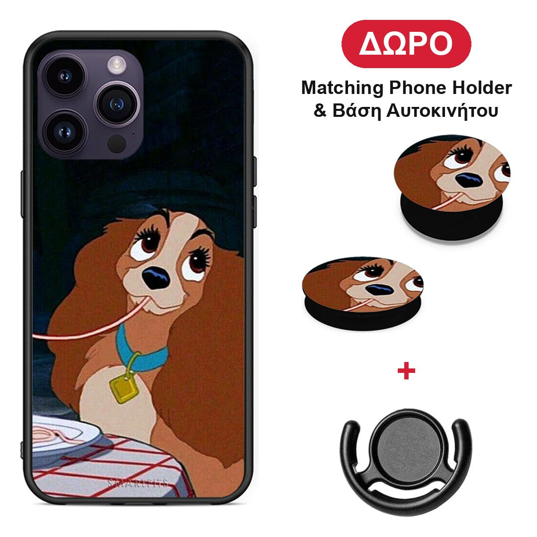 Lady And Tramp 2 - iPhone 15 Pro θήκη + Δώρο Phone Holder & Βάση Αυτοκινήτου