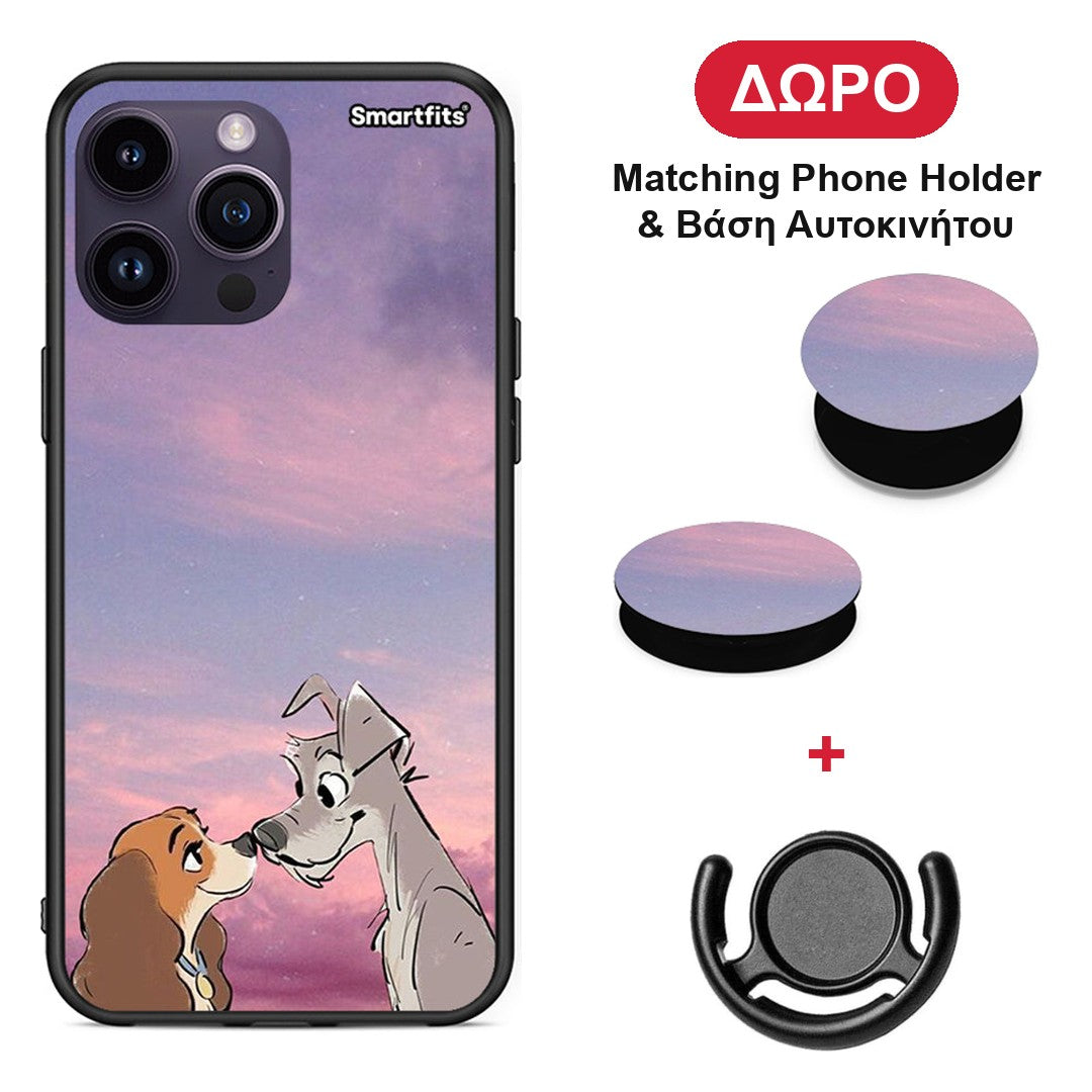 Lady And Tramp - iPhone 15 Pro θήκη + Δώρο Phone Holder & Βάση Αυτοκινήτου