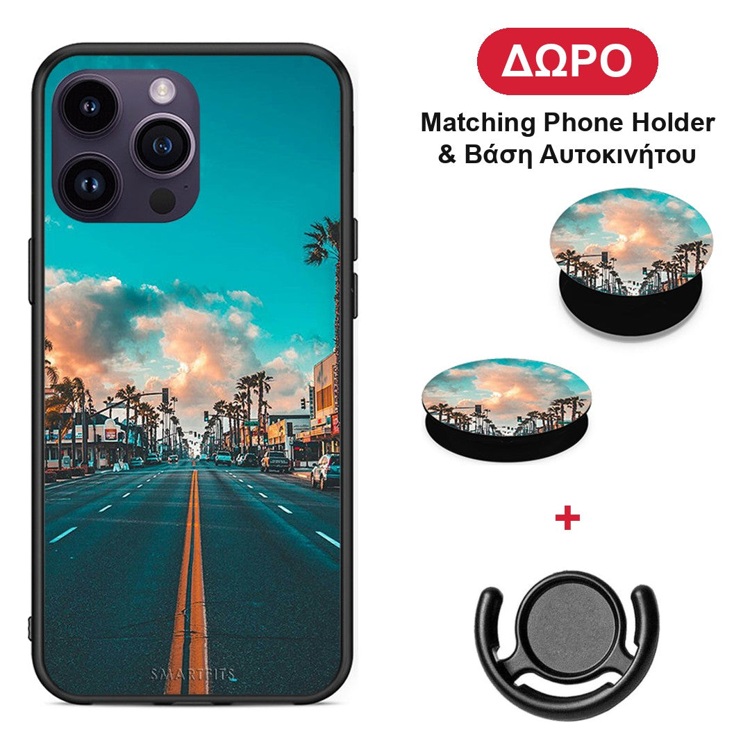 Landscape City - iPhone 15 Pro θήκη + Δώρο Phone Holder & Βάση Αυτοκινήτου