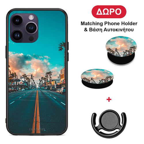 Landscape City - iPhone 15 Pro θήκη + Δώρο Phone Holder & Βάση Αυτοκινήτου