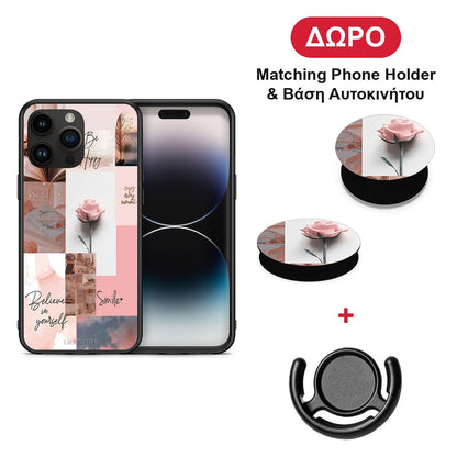 Aesthetic Collage - iPhone 15 Pro Max θήκη + Δώρο Phone Holder & Βάση Αυτοκινήτου