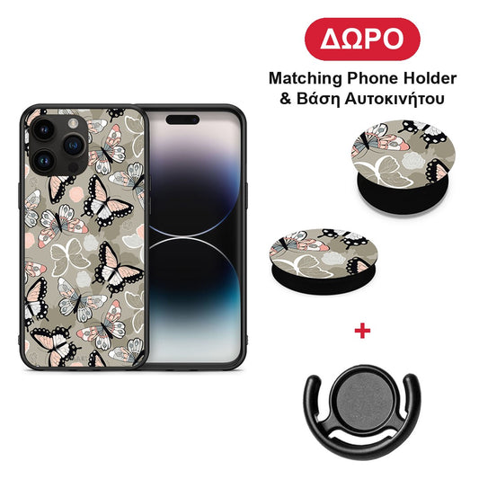 Boho Butterflies - iPhone 15 Pro Max θήκη + Δώρο Phone Holder & Βάση Αυτοκινήτου