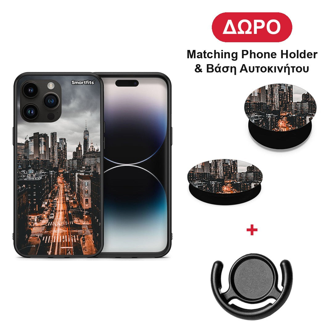 City Lights - iPhone 15 Pro Max θήκη + Δώρο Phone Holder & Βάση Αυτοκινήτου