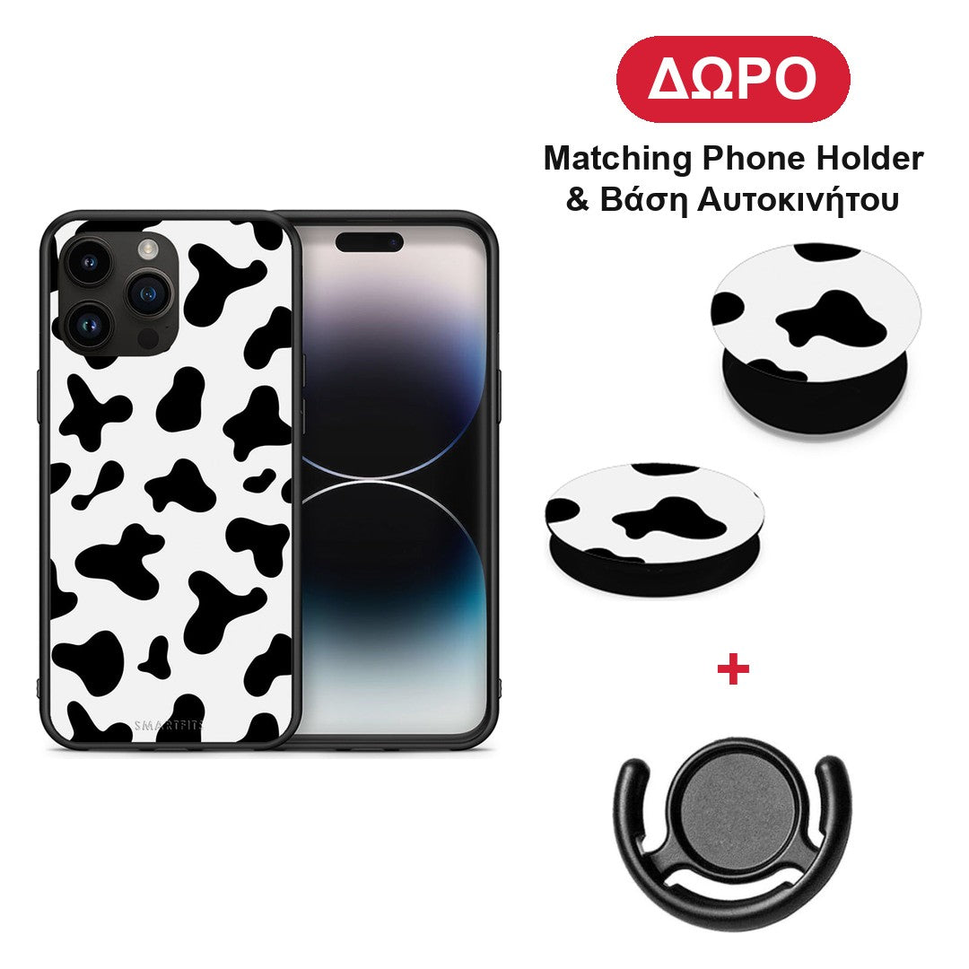 Cow Print - iPhone 15 Pro Max θήκη + Δώρο Phone Holder & Βάση Αυτοκινήτου