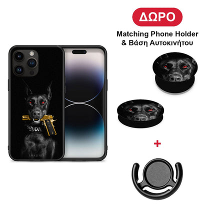 Golden Gun - iPhone 15 Pro Max θήκη + Δώρο Phone Holder & Βάση Αυτοκινήτου