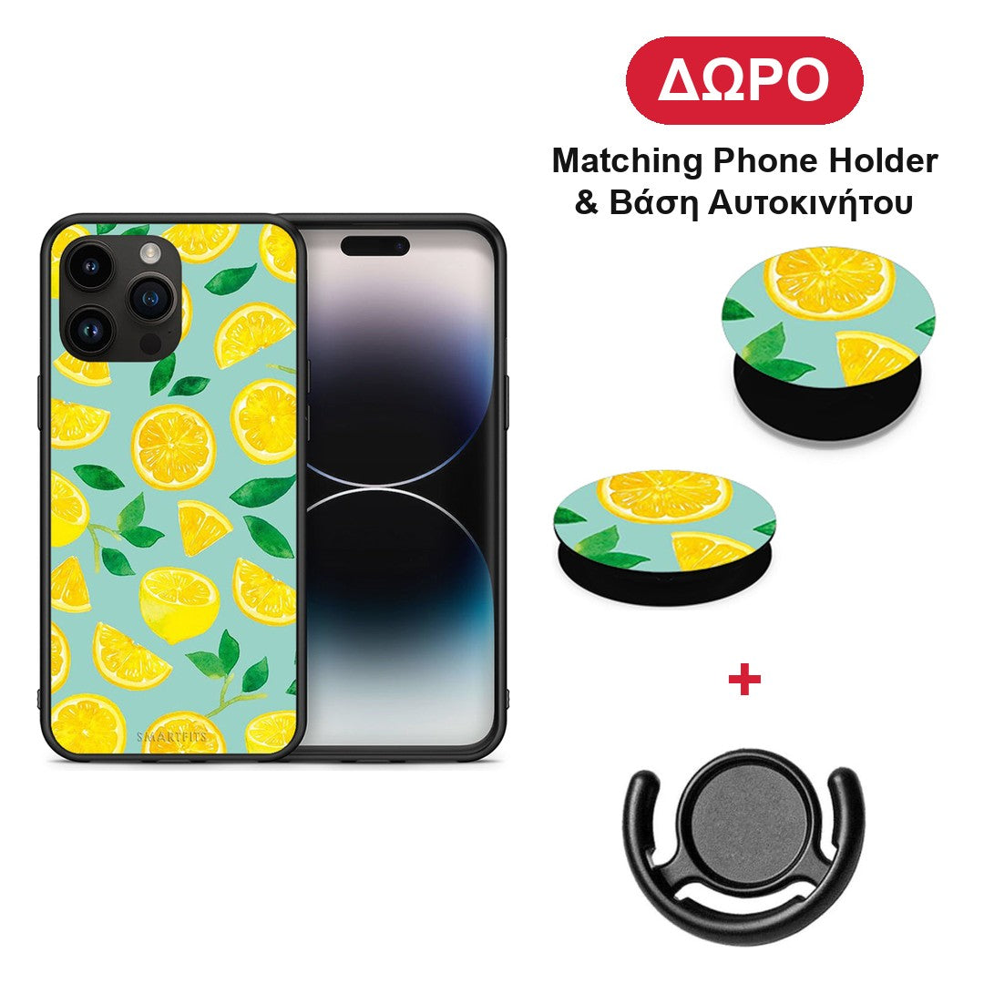 Lemons - iPhone 15 Pro Max θήκη + Δώρο Phone Holder & Βάση Αυτοκινήτου
