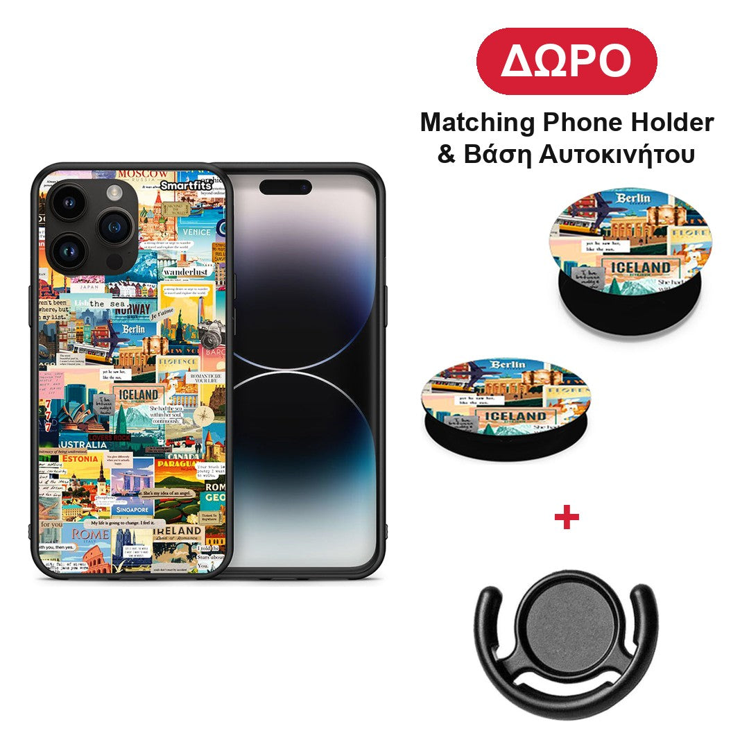 Live To Travel - iPhone 15 Pro Max θήκη + Δώρο Phone Holder & Βάση Αυτοκινήτου