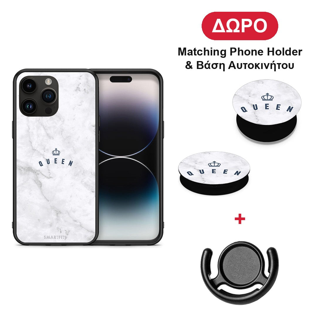 Marble Queen - iPhone 15 Pro Max θήκη + Δώρο Phone Holder & Βάση Αυτοκινήτου
