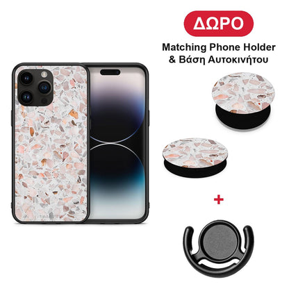 Marble Terrazzo - iPhone 15 Pro Max θήκη + Δώρο Phone Holder & Βάση Αυτοκινήτου