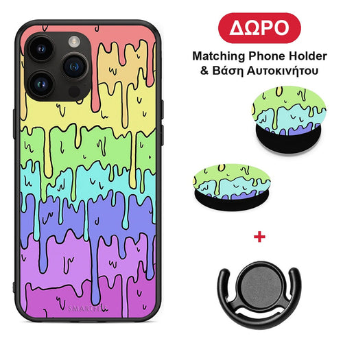 Melting Rainbow - iPhone 15 Pro Max θήκη + Δώρο Phone Holder & Βάση Αυτοκινήτου