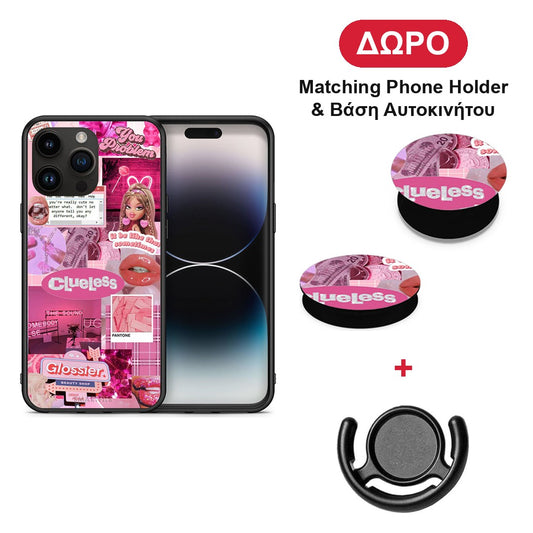 Pink Love - iPhone 15 Pro Max θήκη + Δώρο Phone Holder & Βάση Αυτοκινήτου